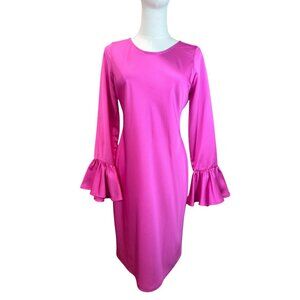 J.Crew Pink Bell Sleeve Sheath Dress NWT Size 0 | Ruffle Cuff Long Sleeve Shift
